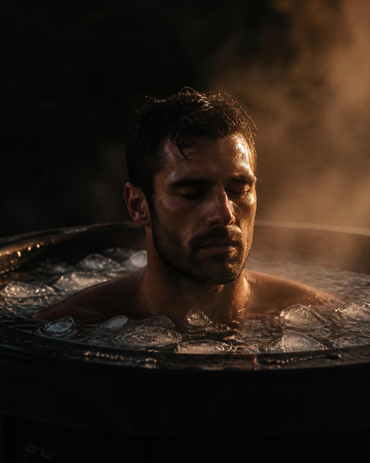 Cold exposure at dawn — part of the recovery protocol